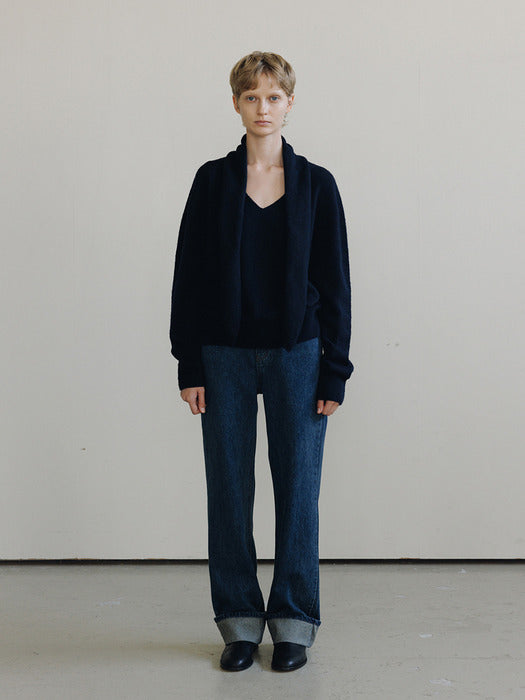 [moia] folded washing denim (indigo)