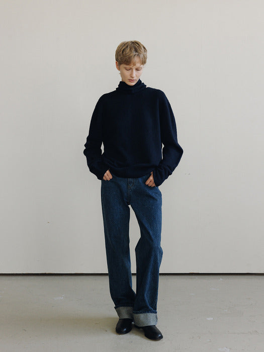 [moia] folded washing denim (indigo)