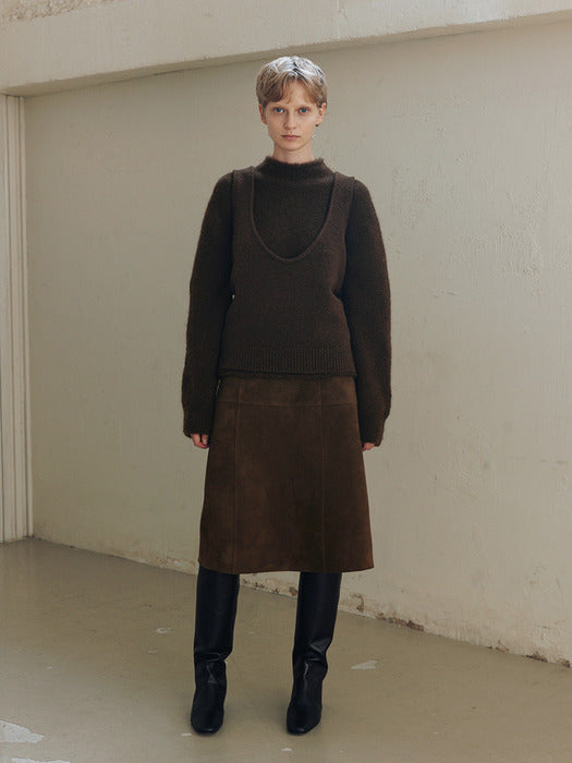 [moia] suede skirt (brown)