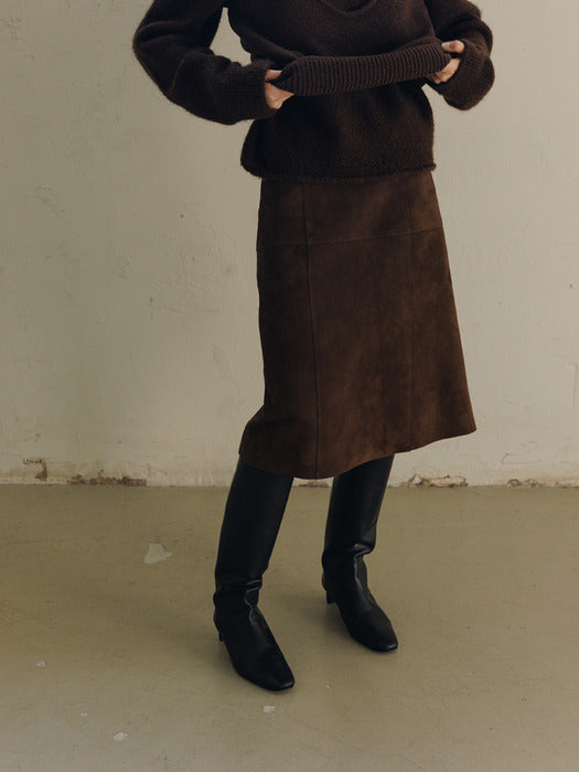 [moia] suede skirt (brown)