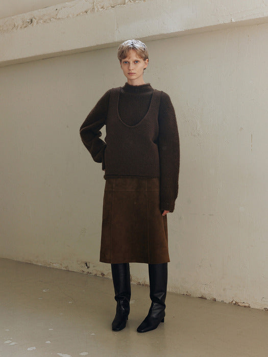 [moia] suede skirt (brown)