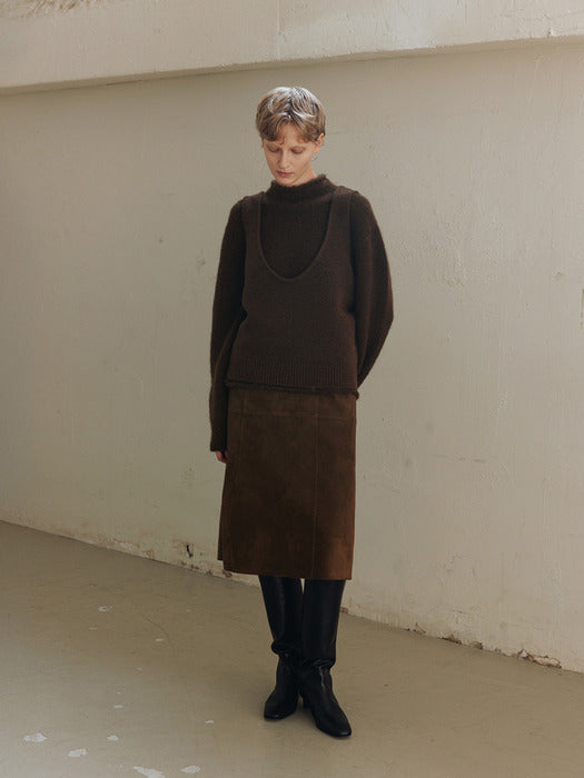 [moia] suede skirt (brown)