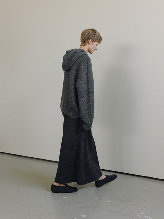 [moia] cutting maxi skirt (charcoal)