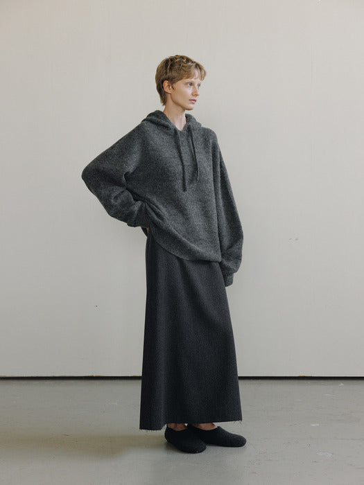 [moia] cutting maxi skirt (charcoal)