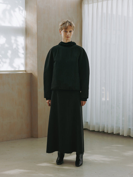 [moia] cutting maxi skirt (black)