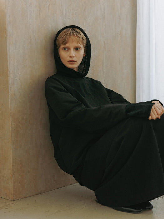 [moia] cutting maxi skirt (black)