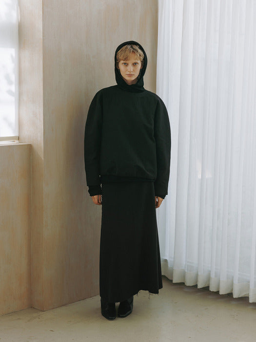 [moia] cutting maxi skirt (black)