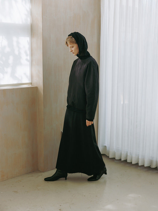 [moia] cutting maxi skirt (black)