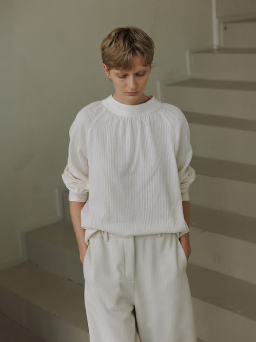 [moia] soft shirring shirt (ivory)
