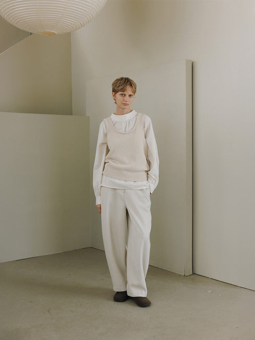 [moia] soft shirring shirt (ivory)