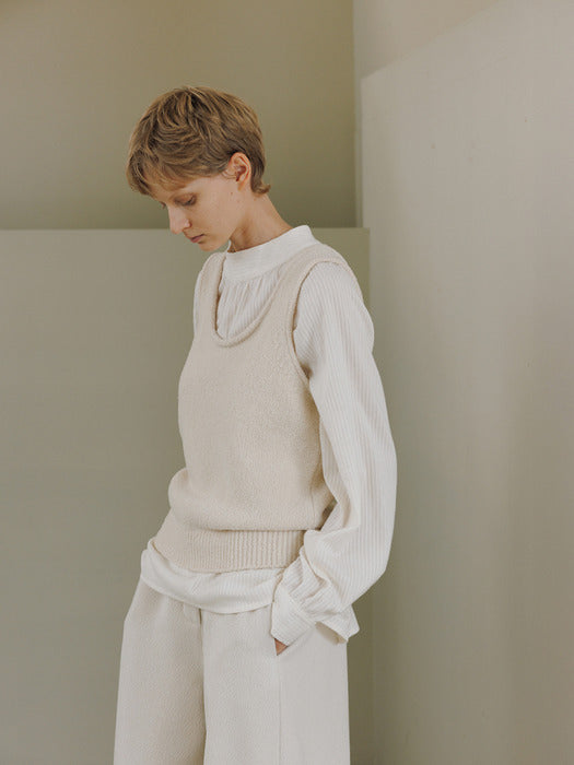 [moia] soft shirring shirt (ivory)