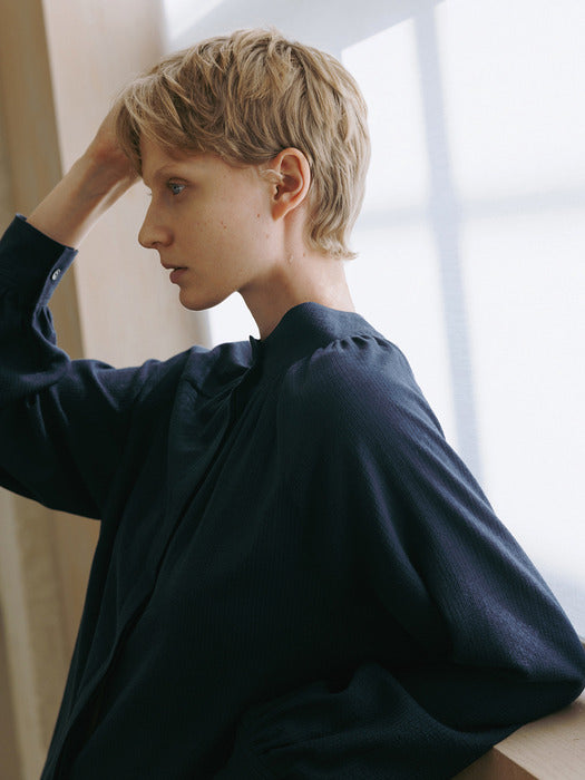 soft shirring shirt (deep blue)