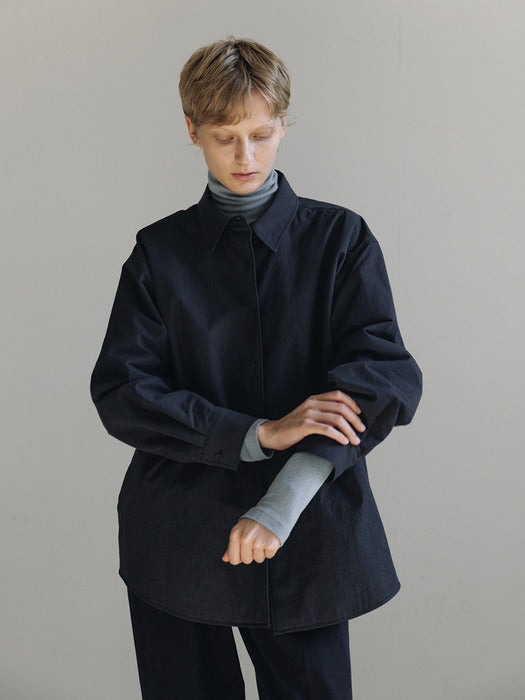 [moia] padded stripe shirt (navy)