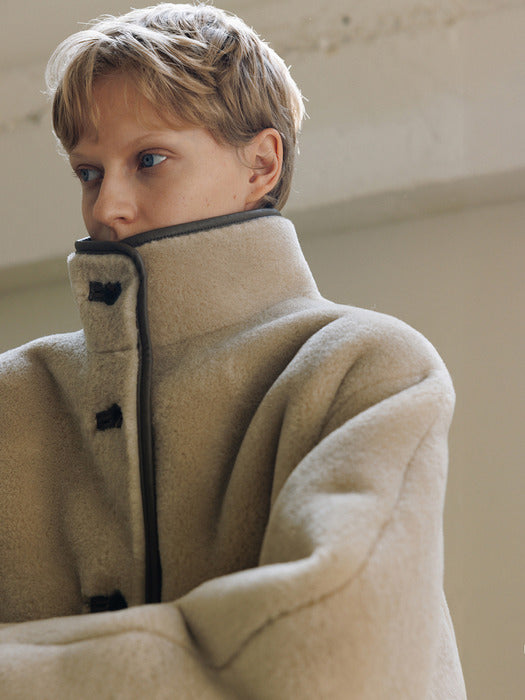 [moia] reversible fur coat (taupe)