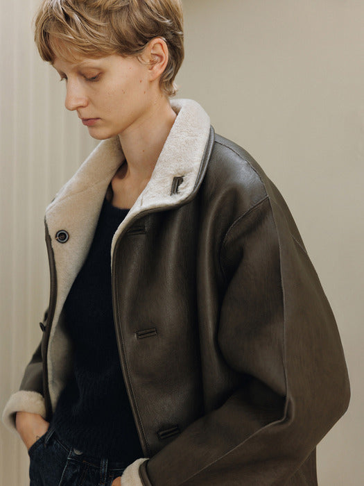 [moia] reversible fur coat (taupe)