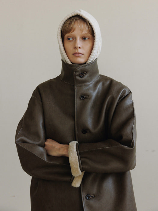 [moia] reversible fur coat (taupe)