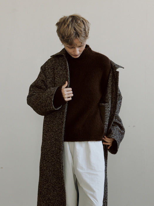 [moia] wool single coat (brown mix)