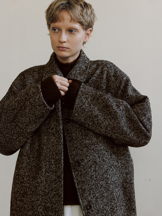 [moia] wool single coat (brown mix)