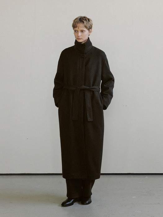 [moia] high-neck coat (brown)
