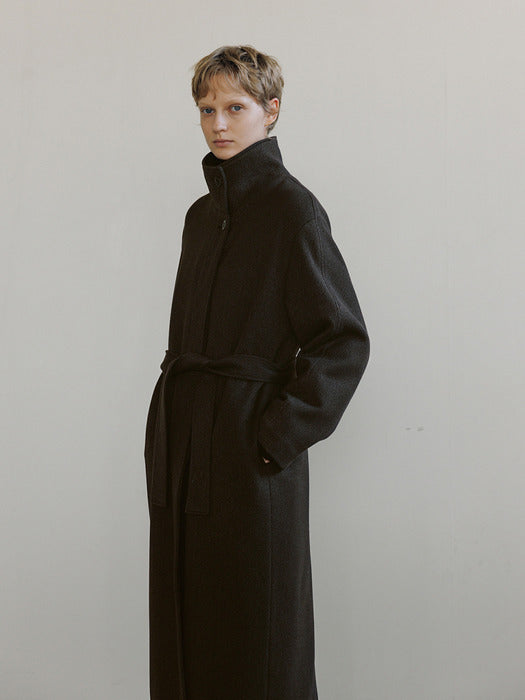 [moia] high-neck coat (brown)