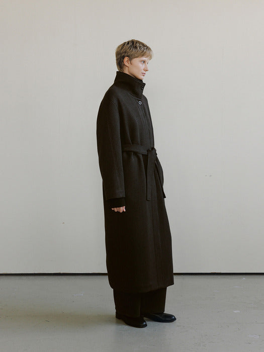[moia] high-neck coat (brown)