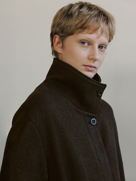 [moia] high-neck coat (brown)