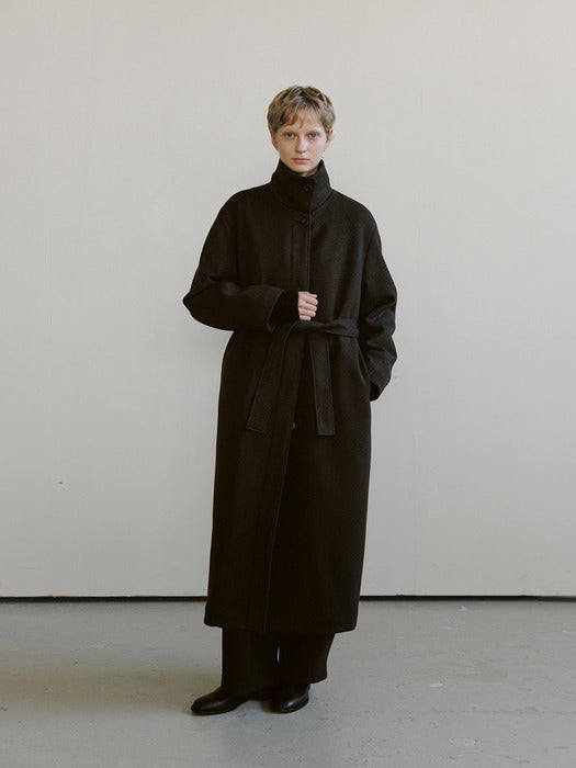[moia] high-neck coat (brown)