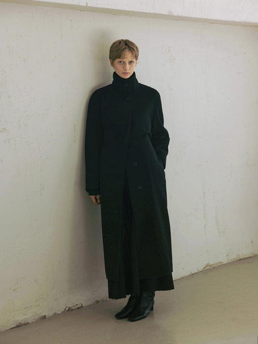 high-neck coat (black)