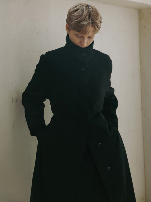 high-neck coat (black)