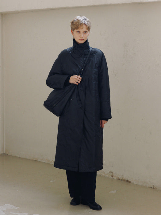 [moia] padded balmacaan coat (black)