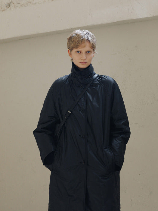 [moia] padded balmacaan coat (black)