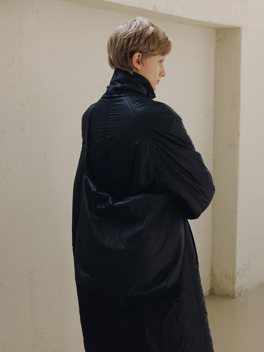 [moia] padded balmacaan coat (black)