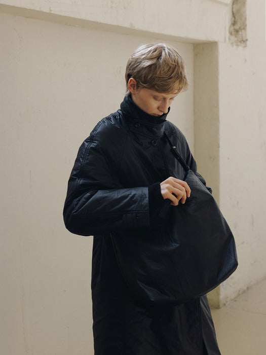 [moia] padded balmacaan coat (black)