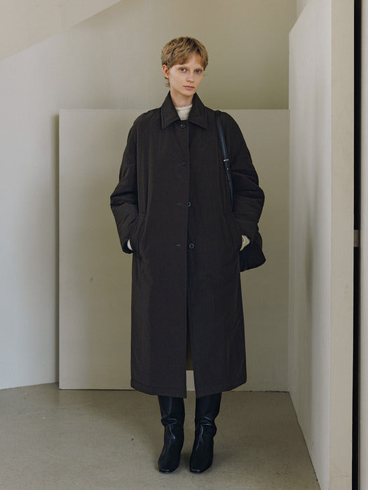 [moia] padded balmacaan coat (deep brown)