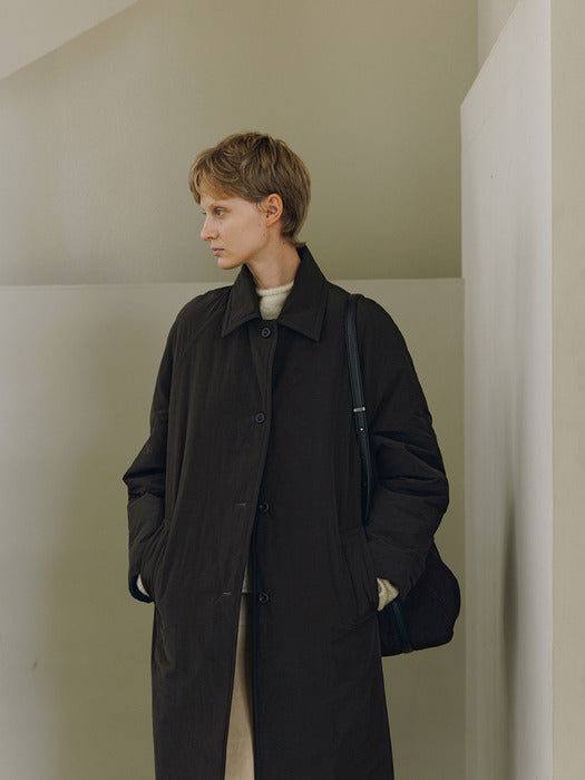 [moia] padded balmacaan coat (deep brown)