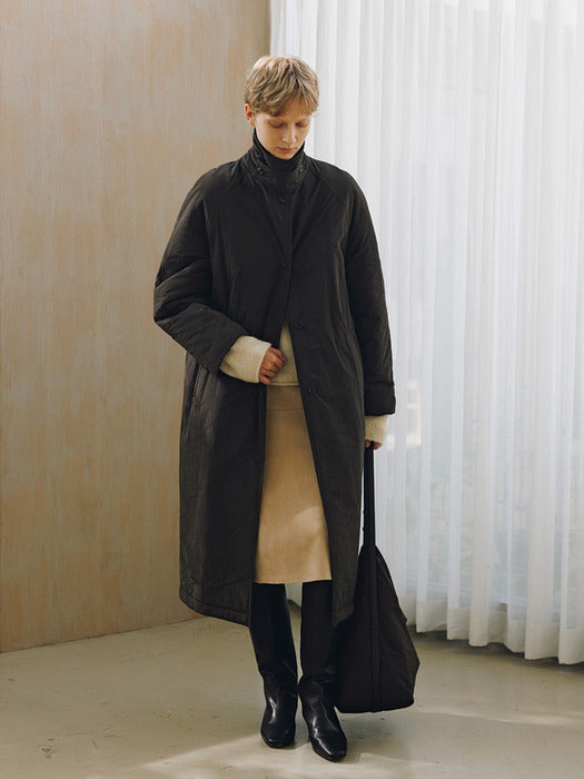 [moia] padded balmacaan coat (deep brown)