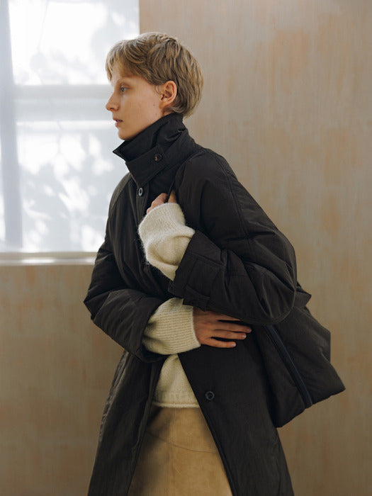 [moia] padded balmacaan coat (deep brown)