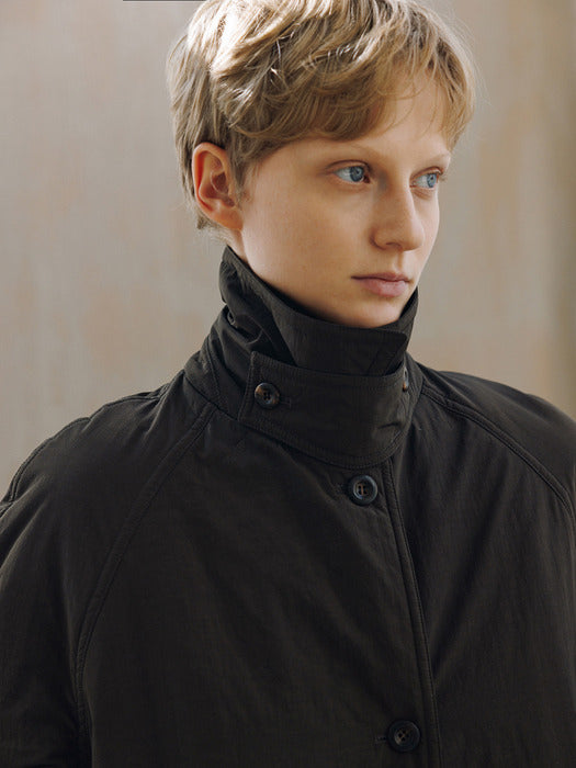 [moia] padded balmacaan coat (deep brown)