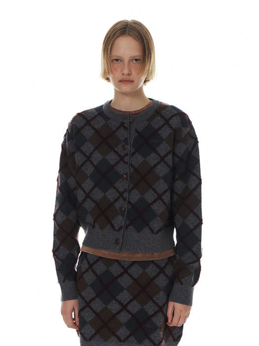 24WT STITCH ARGYLE CARDIGAN (2COLOR)