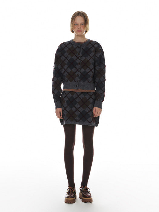 24WT STITCH ARGYLE CARDIGAN (2COLOR)