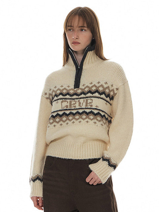 Grove 24Wt Grvr Nordic Half Zip-UP Knit