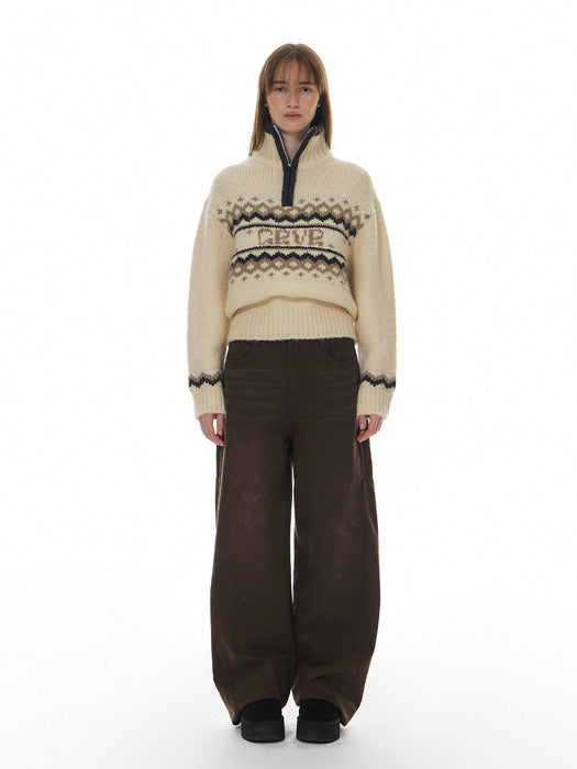 Grove 24Wt Grvr Nordic Half Zip-UP Knit