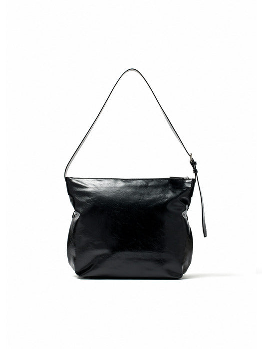 POCKET SHIRRING RIBBON BIG BAG IN BLACK