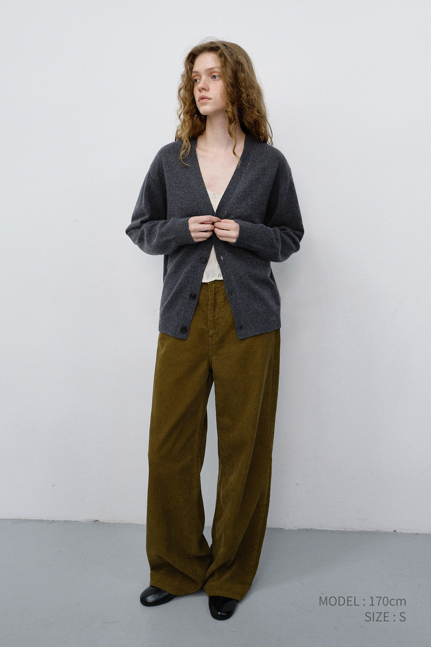 Dunst Unisex V-Neck Cardigan Melange Grey