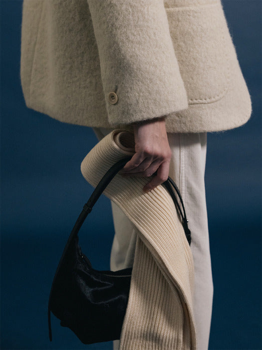 Nothing Written Calf hair shoulder mini bag (Furry black)