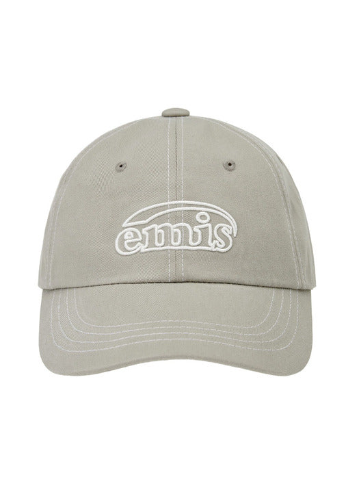 Emis White Stitch Ball Cap-Gray
