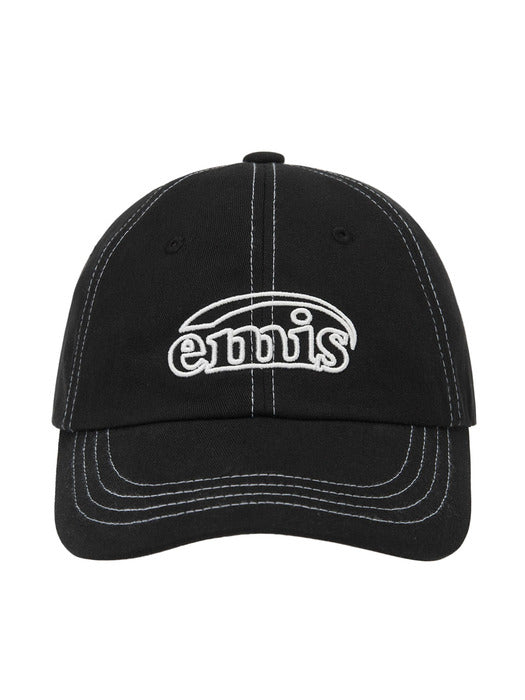 [emis] WHITE STITCH BALL CAP-BLACK