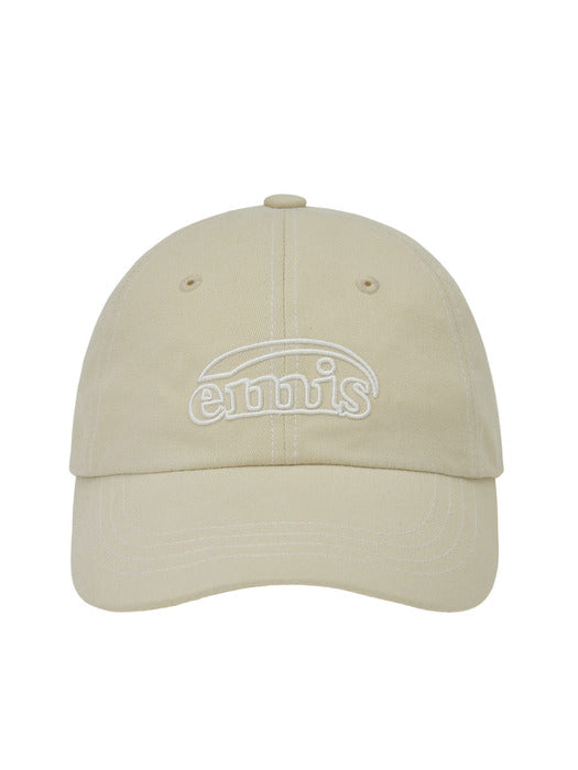 Emis White Stitch Ball Cap-Light Beige
