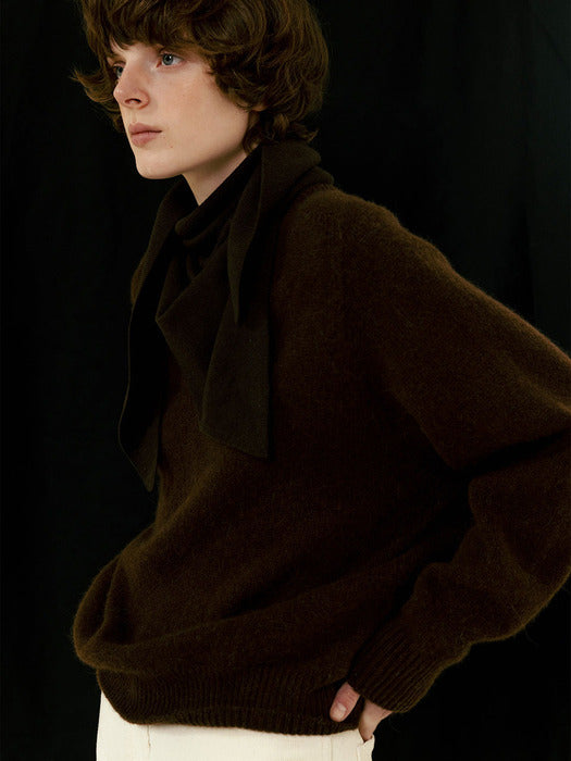 [nothing written] Triangle cashmere muffler (Brown)