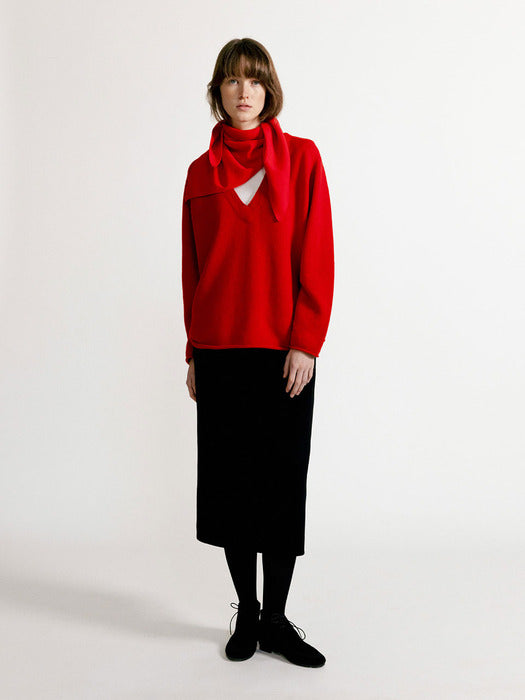 [nothing written] Triangle cashmere muffler (Red)
